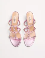 Valentino Rockstud Slide Sandal In Laminated Nappa 60Mm - Image 6